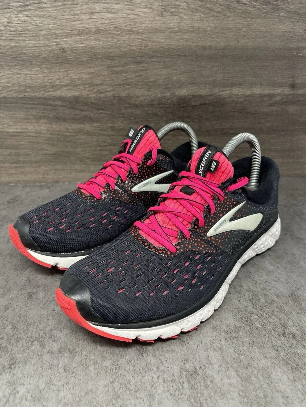 Brooks Glycerin 16 Womens Size 8.5 Black Pink Gray DNA LOFT Running Shoes